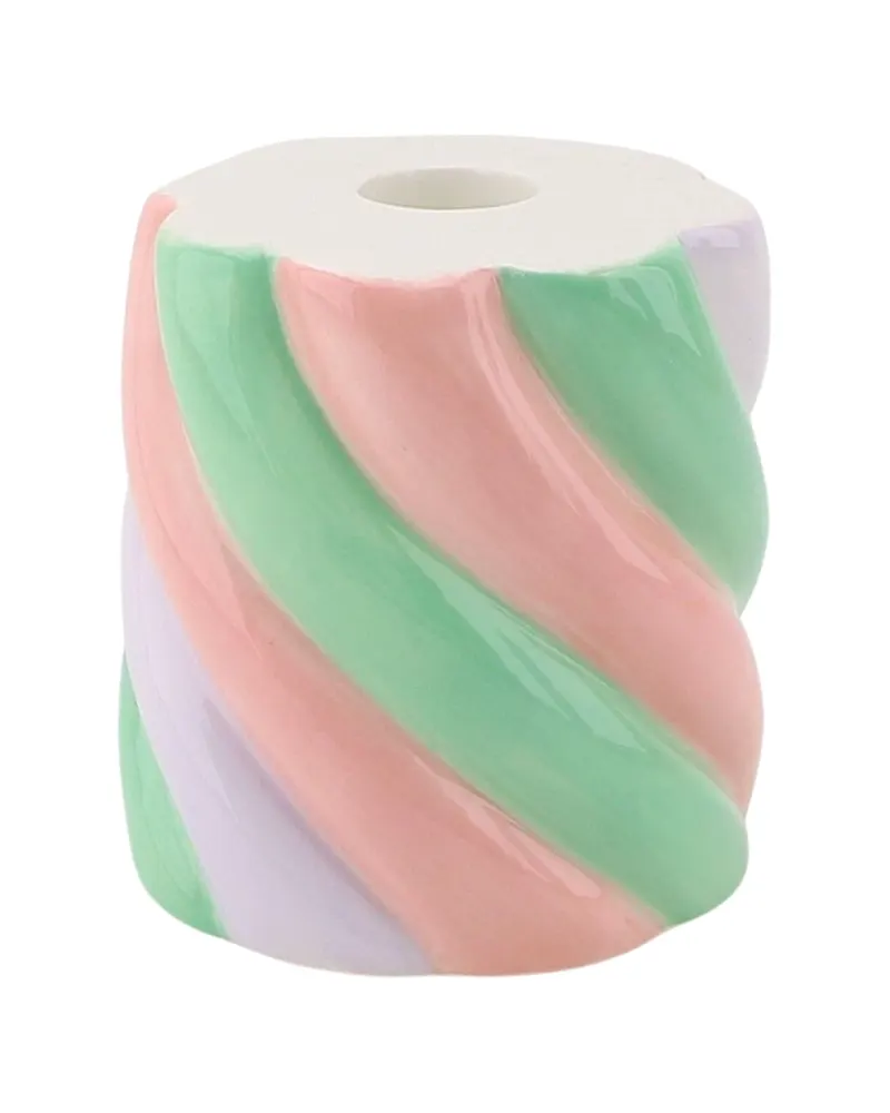 Marshmallow-Kerzenhalter aus Dolomit für Tafelkerzen von Housevitamin in Rosa, Mint und Flieder, 8,5 × 8,5 × 9 cm, Ansicht 1