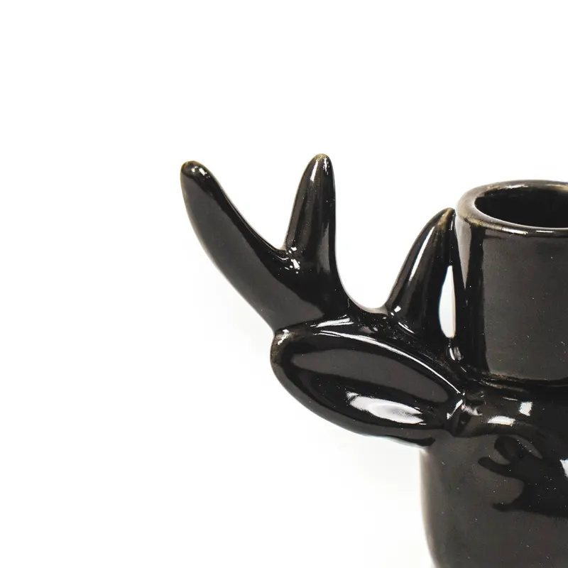 Kerzenhalter aus Keramik in Rentierform von Housevitamin in Schwarz, 11 × 6 × 11 cm, Ansicht 9