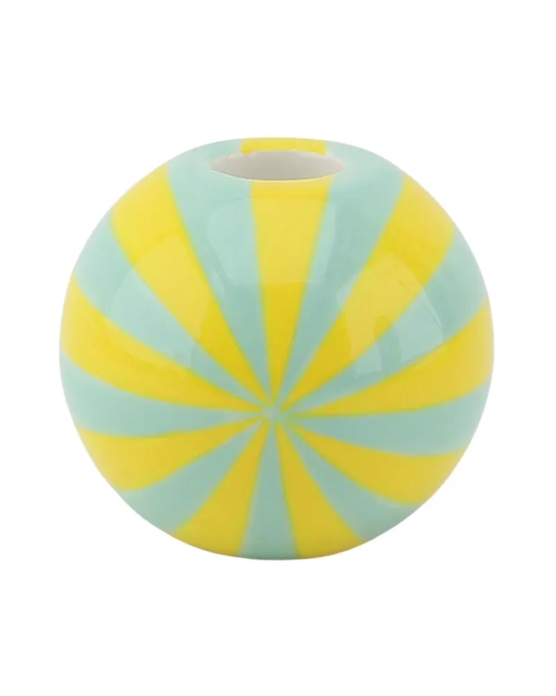 Kerzenhalter Candy Swirl aus Dolomit in Gelb und Mint, Gelb/Mint