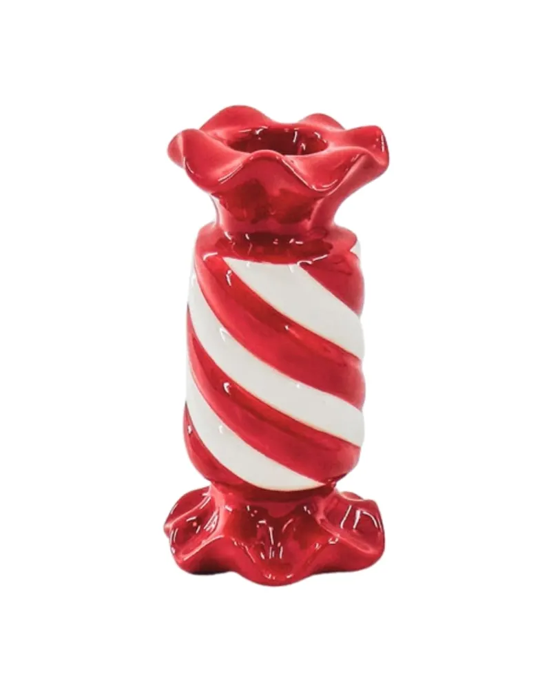 Kerzenhalter Toffee Candy aus Keramik in Rot und Weiß von Housevitamin in Rot/Weiß, Ansicht 2