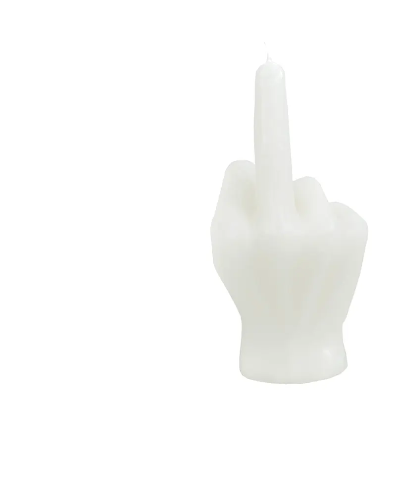 Mittelfinger-Kerze aus Wachs mit frechem Motiv von Housevitamin in Weiß, 10 × 9 × 17 cm, Ansicht 2