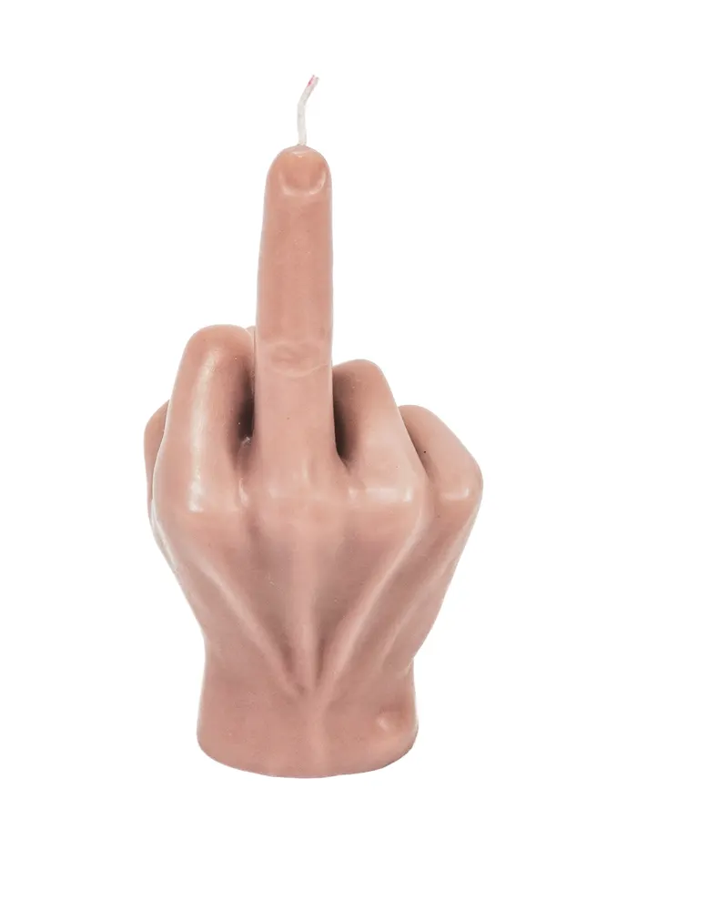Mittelfinger-Kerze aus Wachs mit frechem Motiv von Housevitamin in Taupe, 10 × 9 × 17 cm, Ansicht 3