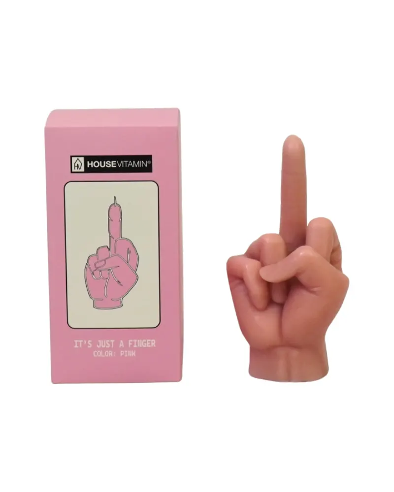 Mittelfinger-Kerze aus Wachs mit frechem Motiv von Housevitamin in Rosa, 10 × 9 × 17 cm, Ansicht 2