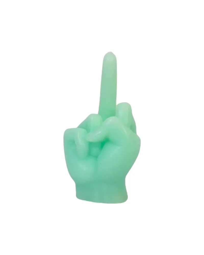 Mittelfinger-Kerze aus Wachs mit frechem Motiv von Housevitamin in Mint, 10 × 9 × 17 cm, Ansicht 1