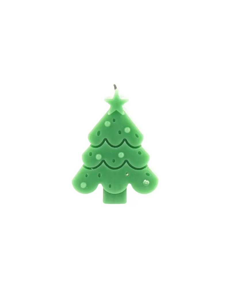 Grüne Weihnachtsbaum-Kerze aus Wachs in Geschenkbox, Grün