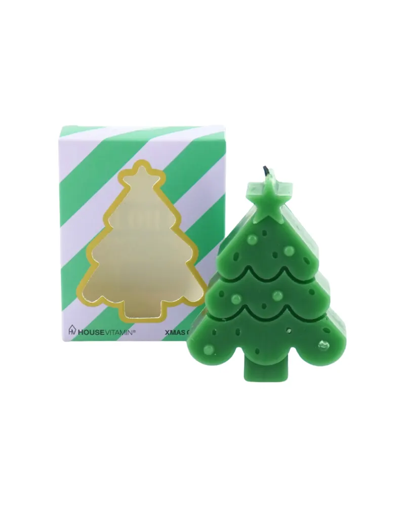 Grüne Weihnachtsbaum-Kerze aus Wachs in Geschenkbox von Housevitamin in Grün, Ansicht 2