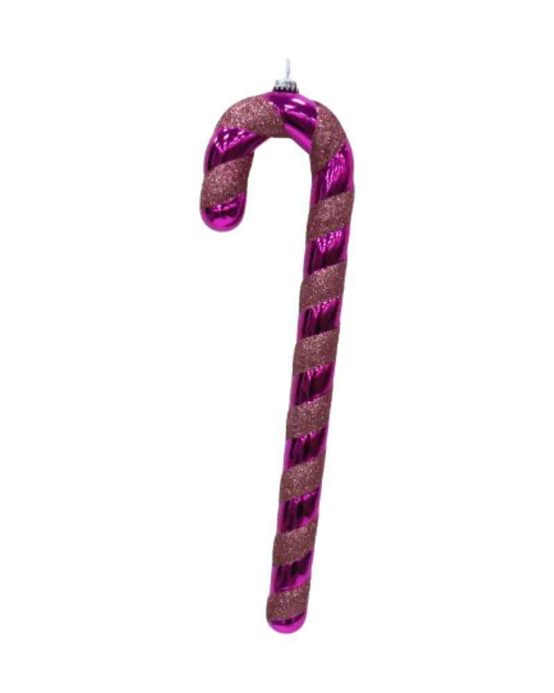 Weihnachtsanhänger in Zuckerstangenform aus Kunststoff von Housevitamin in Rot und Rosa, Ansicht 1