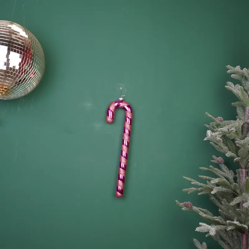 Weihnachtsanhänger in Zuckerstangenform aus Kunststoff von Housevitamin in Rot und Rosa, Ansicht 4