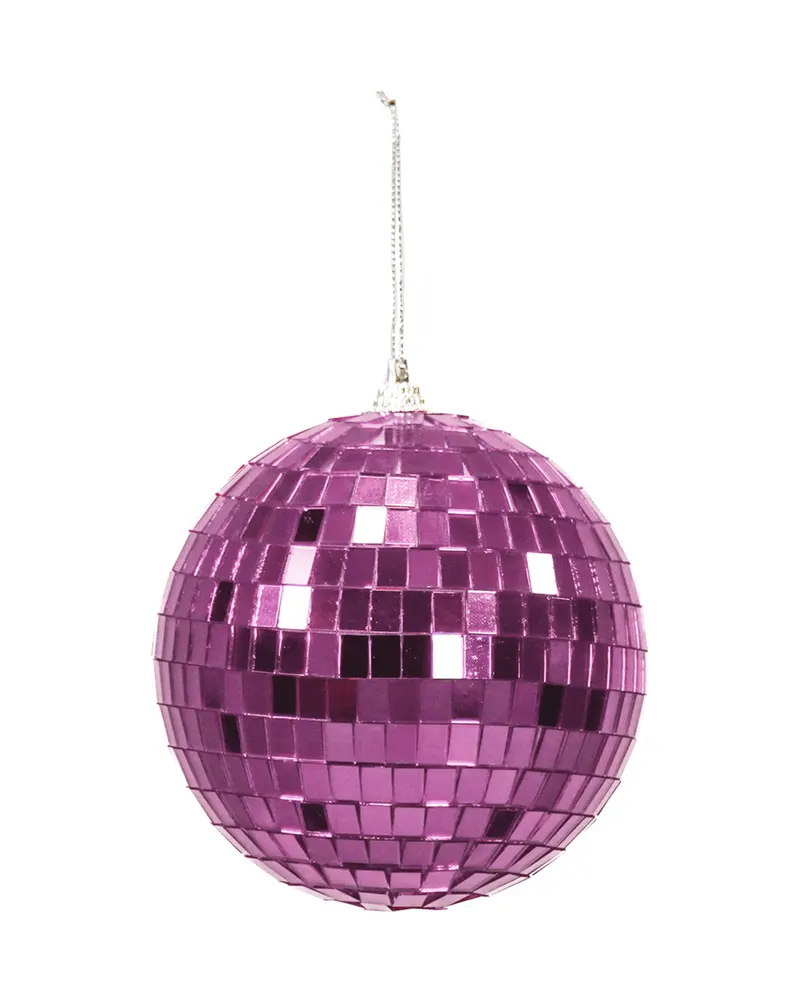 Weihnachtsanhänger Discokugel aus Schaumstoff mit Glasplättchen von Housevitamin in Pink, 8 × 8 × 8 cm, Ansicht 1