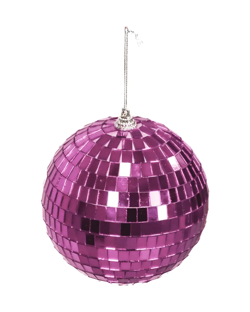 Weihnachtsanhänger Discokugel aus Schaumstoff mit Glasplättchen von Housevitamin in Pink, 10 × 10 × 10 cm, Ansicht 2