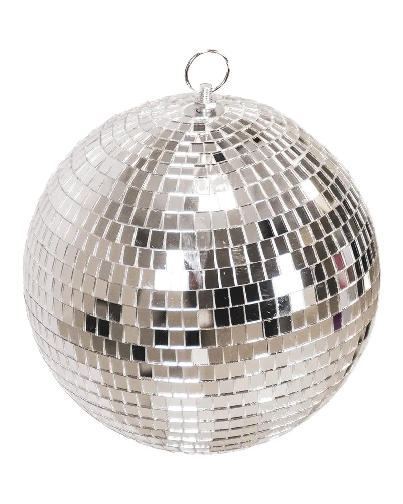 Weihnachtsanhänger Discokugel aus Schaumstoff mit Glasplättchen von Housevitamin in Silber, 25 × 25 × 25 cm, Ansicht 2