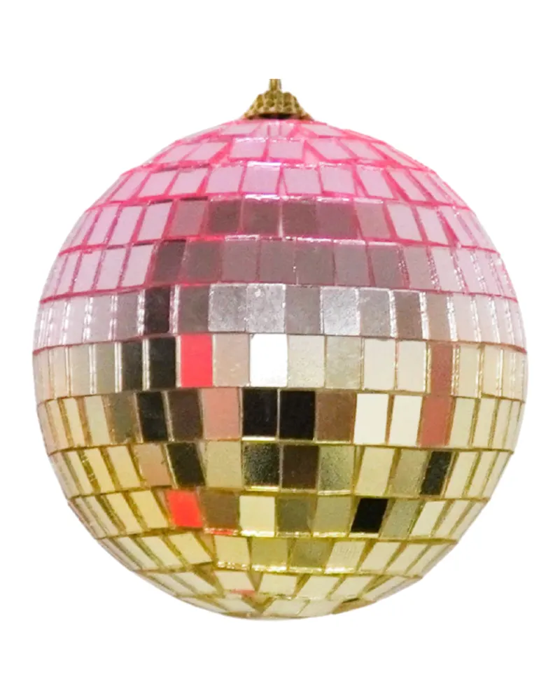 Weihnachtsanhänger Discokugel aus Schaumstoff mit Glasplättchen von Housevitamin in Pink/Gold, 30 × 30 × 30 cm, Ansicht 1