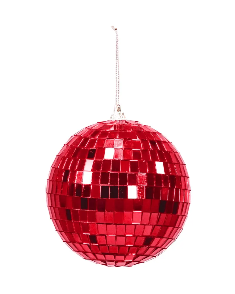 Weihnachtsanhänger Discokugel aus Schaumstoff mit Glasplättchen von Housevitamin in Rot, 10 × 10 × 10 cm, Ansicht 1
