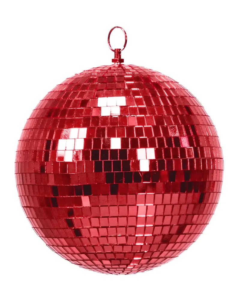 Weihnachtsanhänger Discokugel aus Schaumstoff mit Glasplättchen von Housevitamin in Rot, 25 × 25 × 25 cm, Ansicht 1