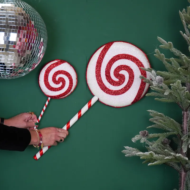 Weihnachtsdeko-Lolli aus Schaumstoff im Candy-Look von Housevitamin in Weiß-Rot, 15 × 35 cm, Ansicht 3