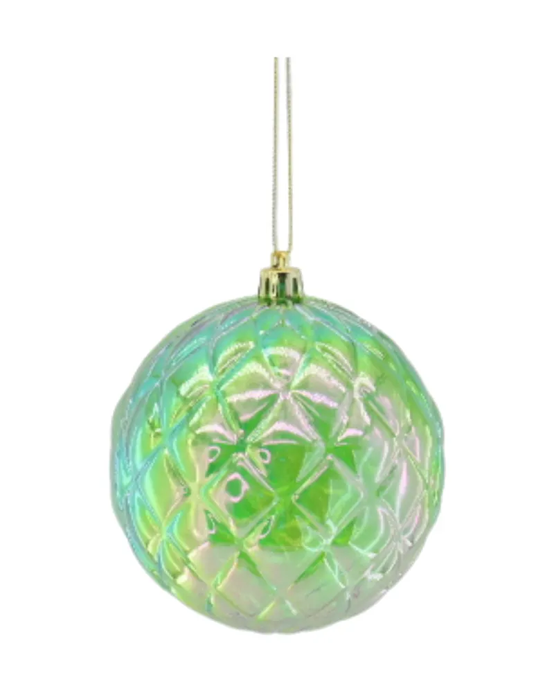 Weihnachtskugel aus Kunststoff mit Rautenrelief, Irisierend