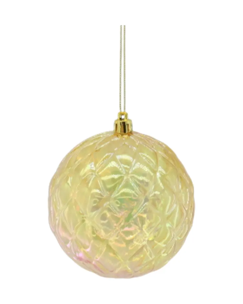 Weihnachtskugeln mit Diamantrelief aus Kunststoff von Housevitamin in Gelb, 20 × 20 cm, Ansicht 1