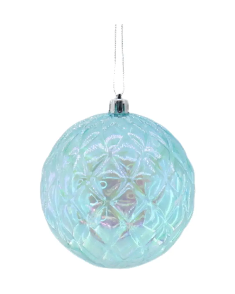 Weihnachtskugeln mit Diamantrelief aus Kunststoff von Housevitamin in Blau, 20 × 20 cm, Ansicht 1