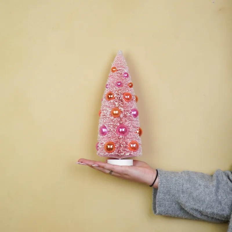 Künstlicher Weihnachtsbaum aus Sisal und Kunststoff von Housevitamin in Pink, 12 × 31 cm, Ansicht 2