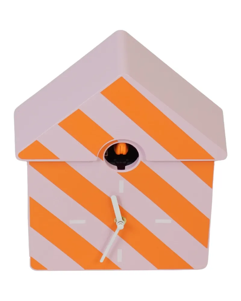 Kuckucksuhr aus Kunststoff zum Hängen und Aufstellen von Housevitamin in Orange-Pink, 24 × 27 × 9 cm, Ansicht 1