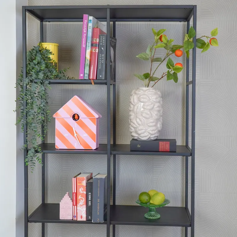Kuckucksuhr aus Kunststoff zum Hängen und Aufstellen von Housevitamin in Orange-Pink, 24 × 27 × 9 cm, Ansicht 7
