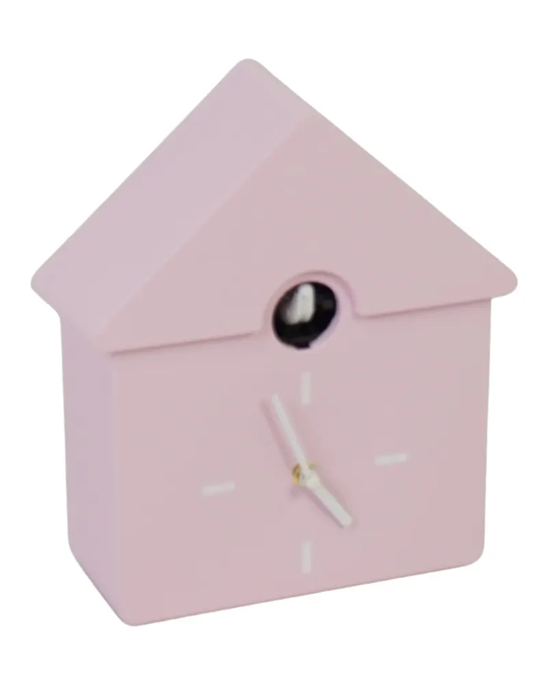 Kuckuck-Wanduhr aus Kunststoff mit Stundenruf von Housevitamin in Hellrosa, 24 × 27 × 9 cm, Ansicht 2