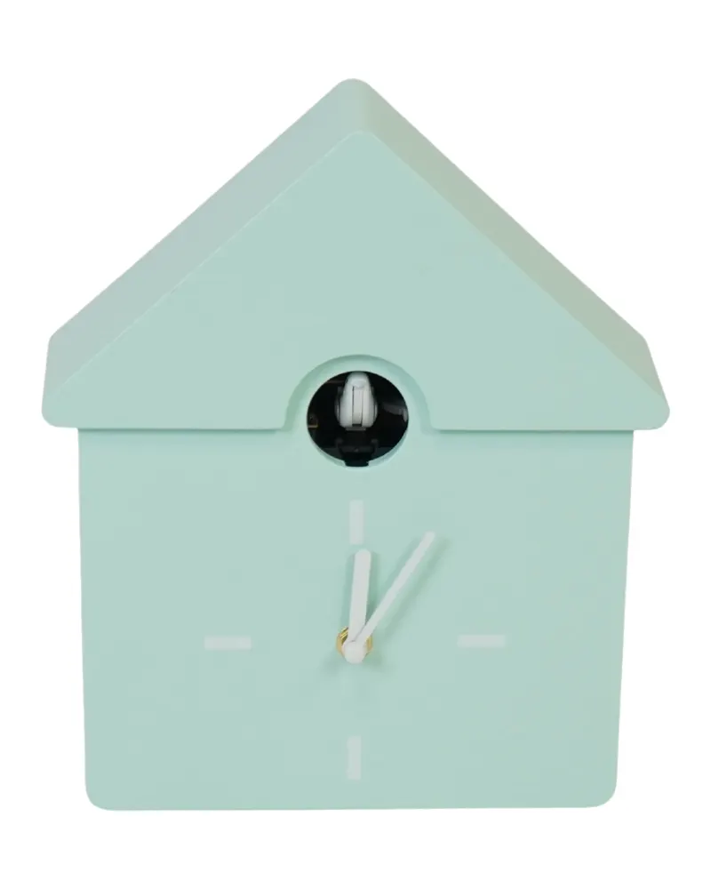 Kuckuck-Wanduhr aus Kunststoff mit Stundenruf von Housevitamin in Minzgrün, 24 × 27 × 9 cm, Ansicht 1