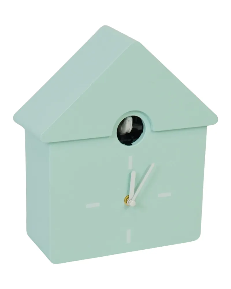 Kuckuck-Wanduhr aus Kunststoff mit Stundenruf von Housevitamin in Minzgrün, 24 × 27 × 9 cm, Ansicht 2
