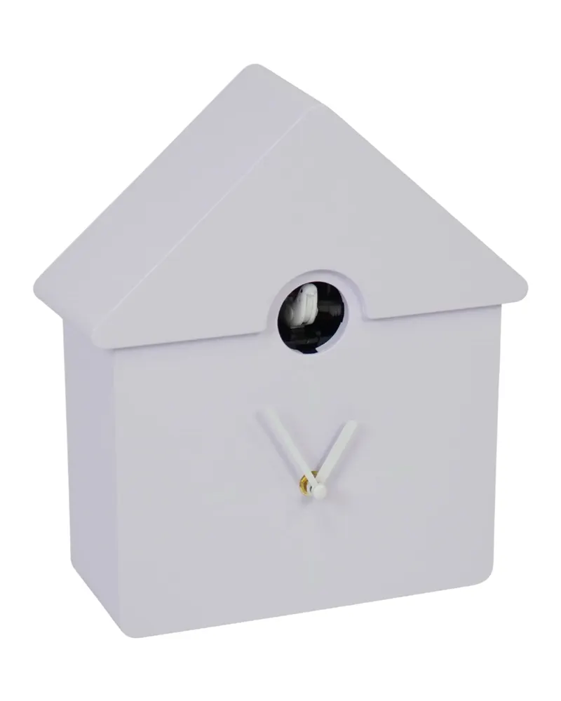 Kuckuck-Wanduhr aus Kunststoff mit Stundenruf von Housevitamin in Flieder, 24 × 27 × 9 cm, Ansicht 1