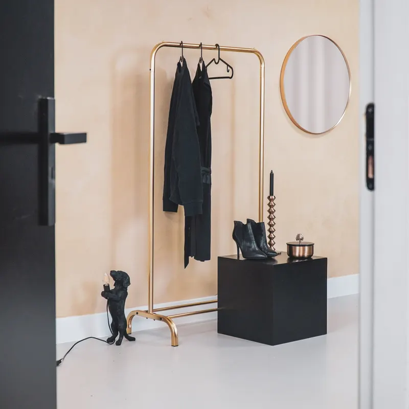 Metall-Garderobenständer zum Aufhängen von Kleidung von Housevitamin in Gold, 80 × 40 × 150 cm, Ansicht 7