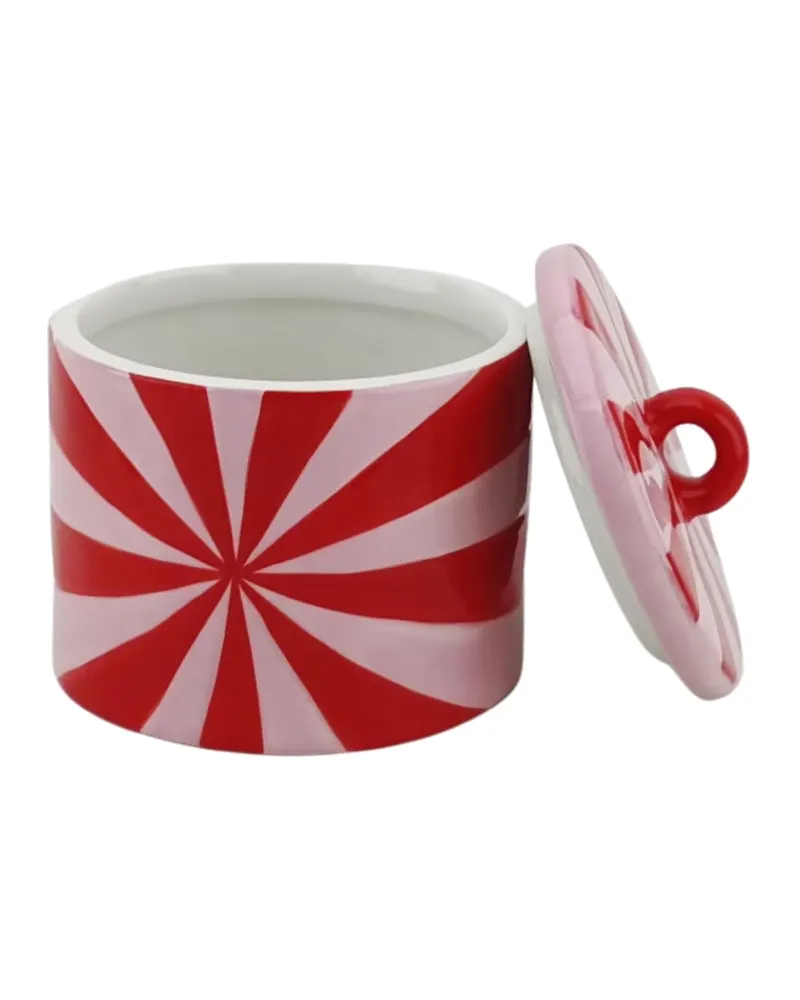 Dekorative Dose Swirl aus Dolomit mit Deckel von Housevitamin in Rot/Rosa, 11 × 11 × 11,5 cm, Ansicht 2