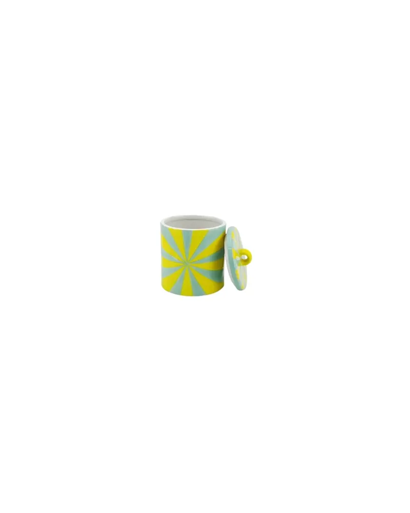 Dekorative Dose Swirl aus Dolomit mit Deckel von Housevitamin in Gelb/Mint, 11 × 11 × 14,5 cm, Ansicht 3