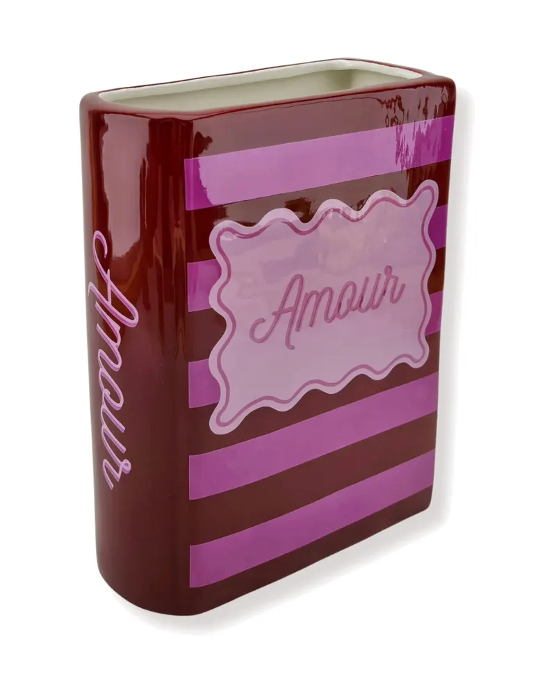 Buchvase aus Dolomit in zwei Farbvarianten von Housevitamin in Rot/Pink, 16,5 × 7,5 × 21,5 cm, Ansicht 1