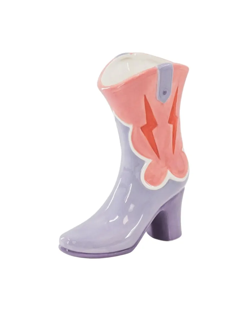 Keramikvase in Stiefelform für Blumen von Housevitamin in Pink / Flieder, 16,5 × 10,5 × 26,5 cm, Ansicht 2