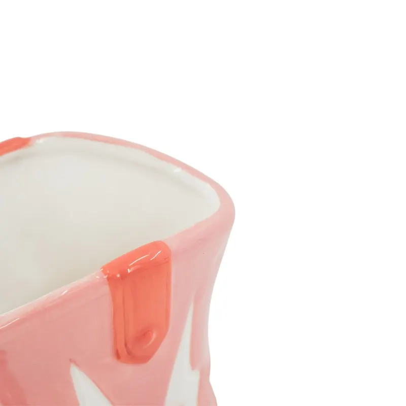 Keramikvase in Stiefelform für Blumen von Housevitamin in Pink / Orange, 16,5 × 10,5 × 26,5 cm, Ansicht 5