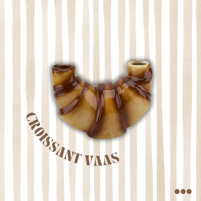 Croissant-Vase aus Dolomit in warmem Braun mit zwei Öffnungen von Housevitamin in Braun, 20 × 10 × 15 cm, Ansicht 2