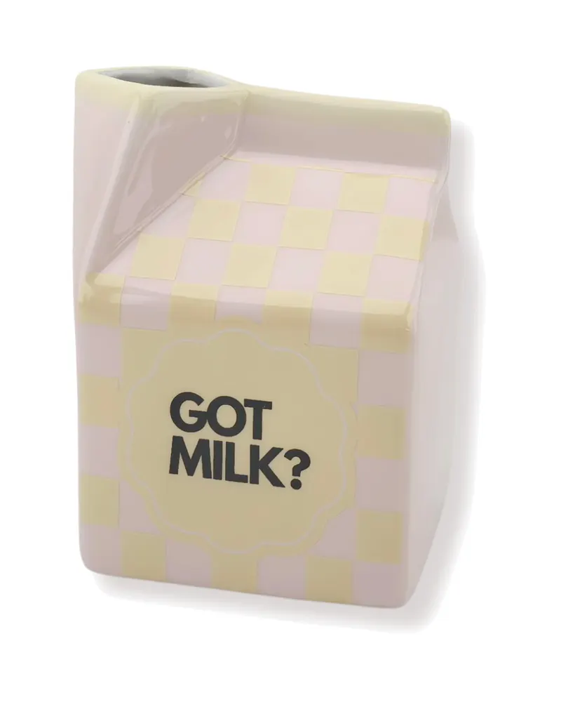 Dolomit-Vase im Milchpackungsdesign „Got Milk“, Rosa/Gelb