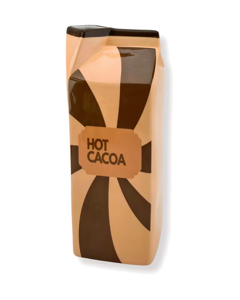 Dolomitvase Hot Cocoa im Milchkarton-Design von Housevitamin in Braun/Karamell, 10 × 10 × 25,5 cm, Ansicht 2
