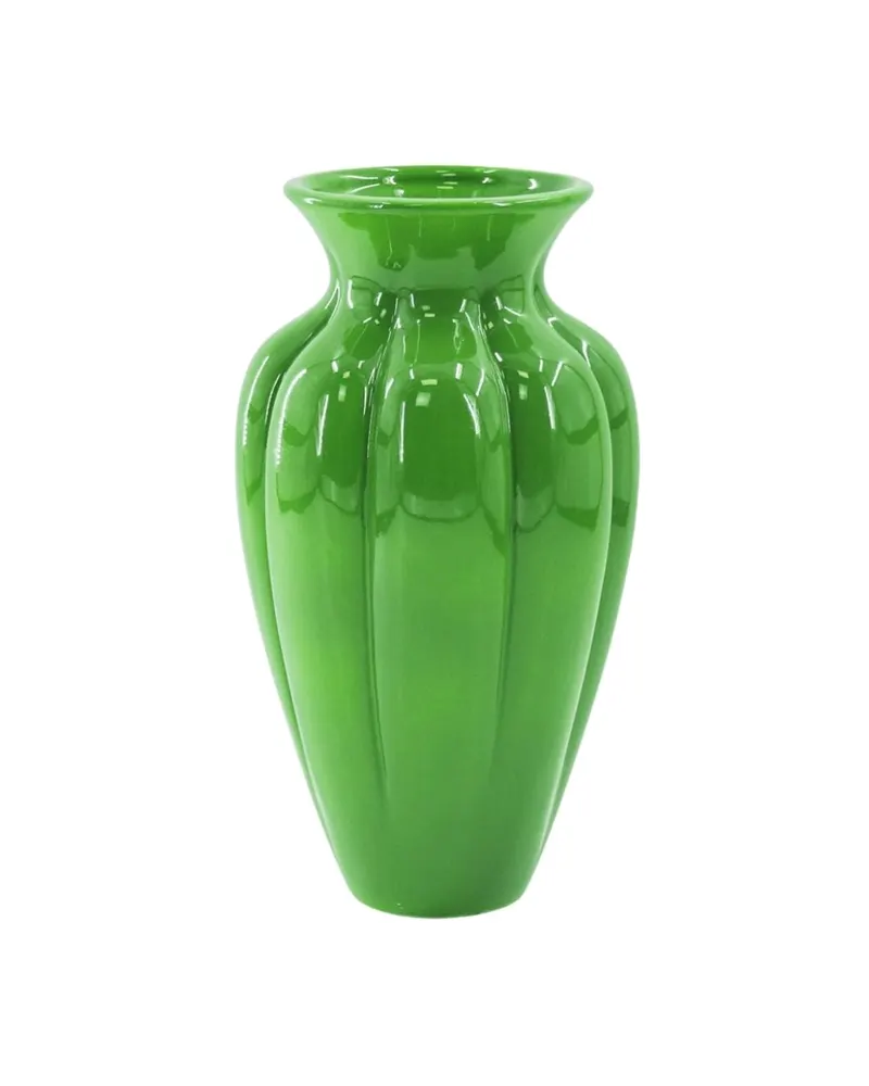 Plissierte Keramikvase für Blumen und Zweige von Housevitamin in Grün, 16,5 × 16,5 × 29,5 cm, Ansicht 1