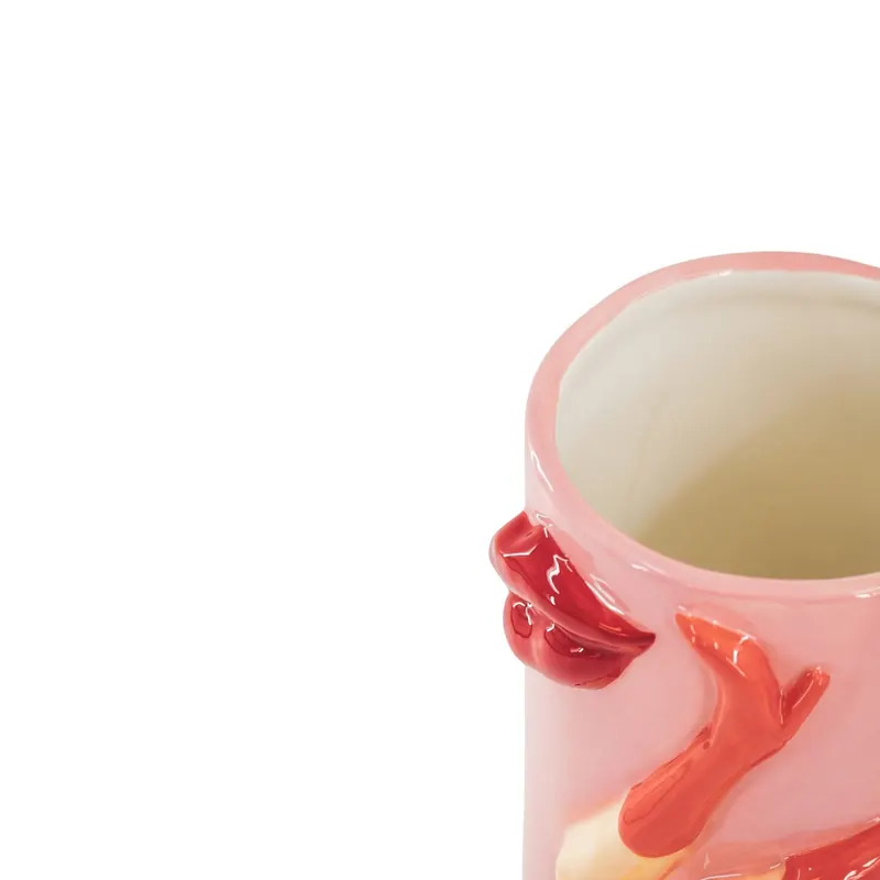 Keramikvase im Pornstar-Martini-Design mit roten Lippen von Housevitamin in Rosa, Rot, 14 × 12,5 × 28 cm, Ansicht 3