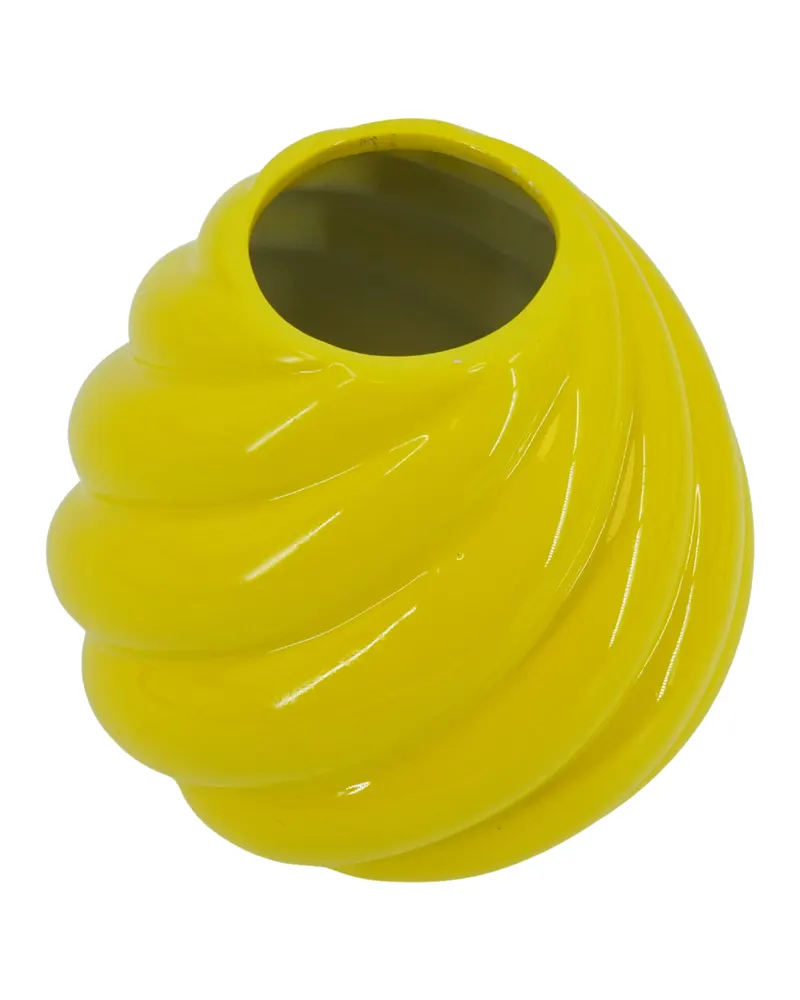 Keramikvase Swirl mit verspieltem Design von Housevitamin in Gelb, 20 × 20 × 21,5 cm, Ansicht 2