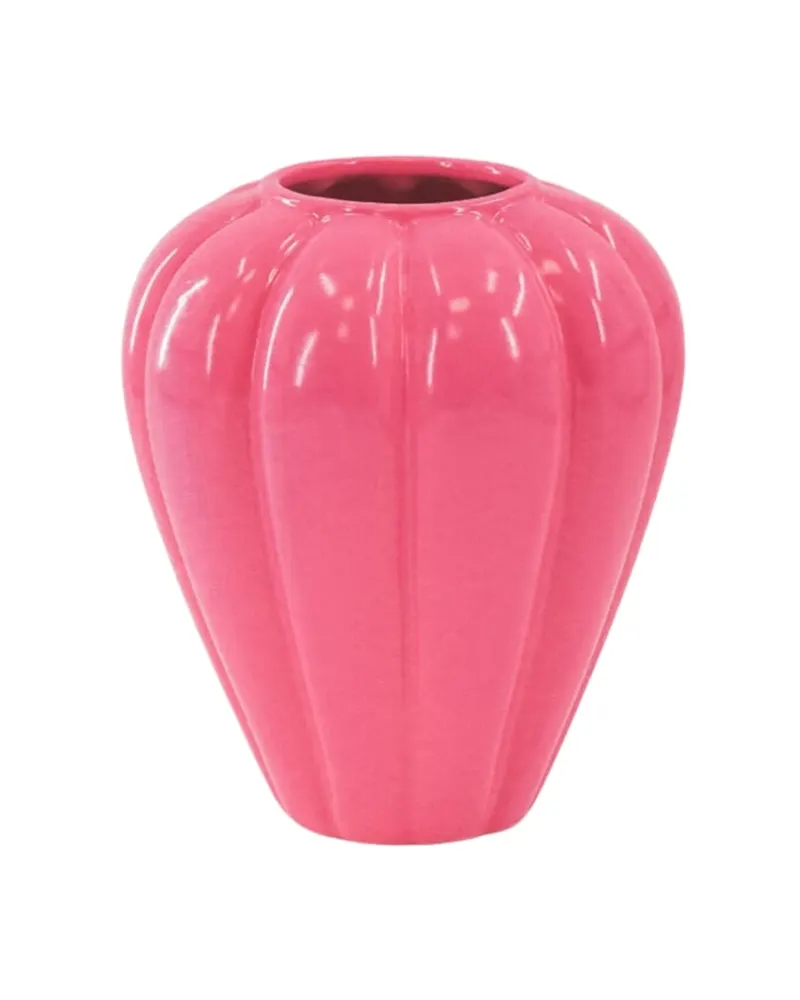 Keramikvase Swirl mit verspieltem Design von Housevitamin in Neonpink, 20 × 20 × 21,5 cm, Ansicht 1