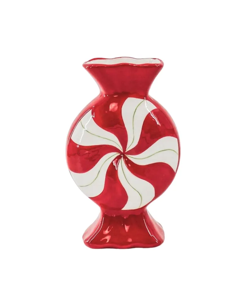 Keramikvase Toffee Candy mit bunten Wirbelstreifen, Flieder/Mint