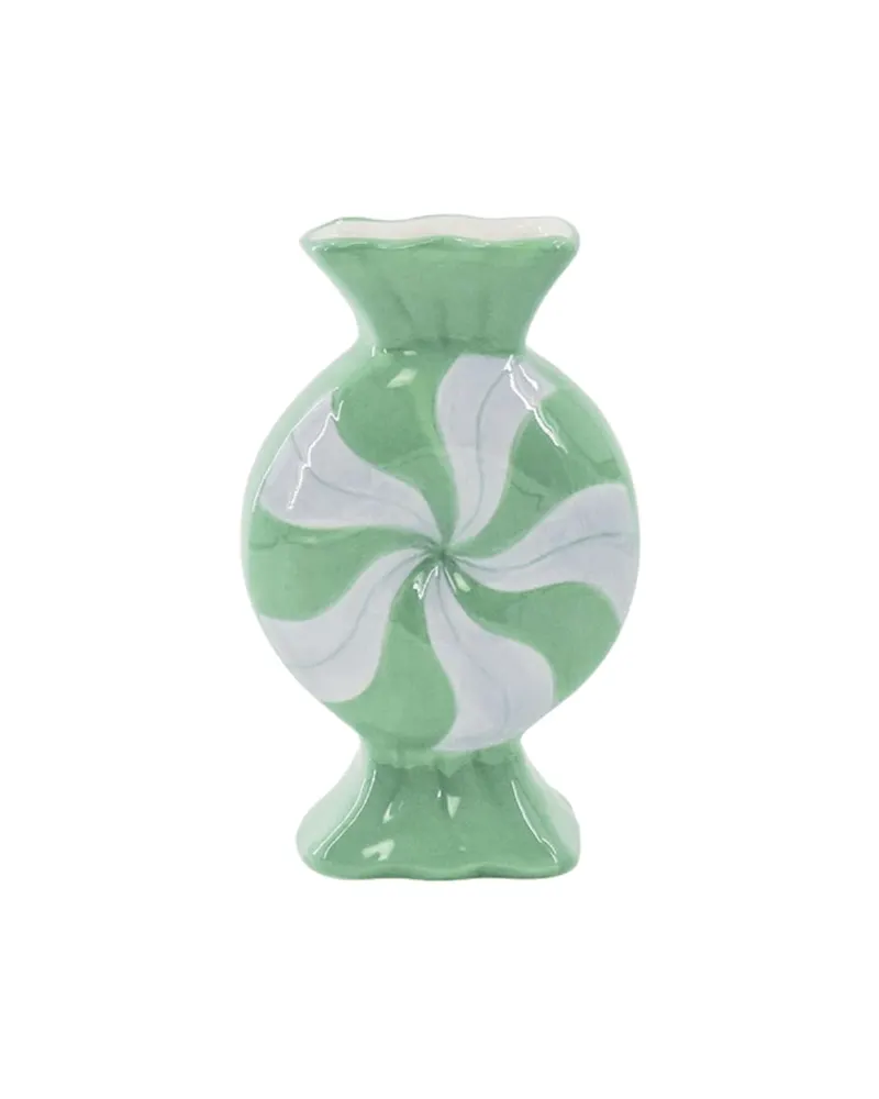 Keramikvase Toffee Candy mit bunten Wirbelstreifen von Housevitamin in Flieder/Mint, 12 × 6,5 × 20 cm, Ansicht 1