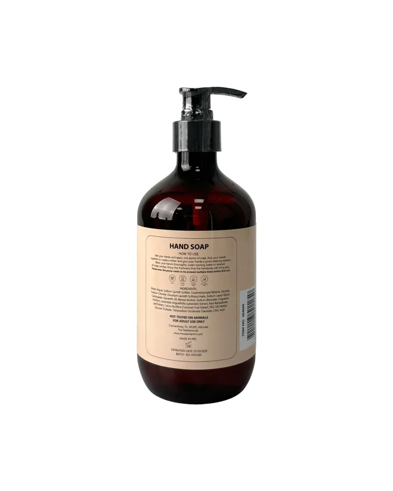 Handseife mit Amberduft in brauner Pumpflasche von Housevitamin in Braun und Schwarz, 7 × 7 × 21 cm, Ansicht 2