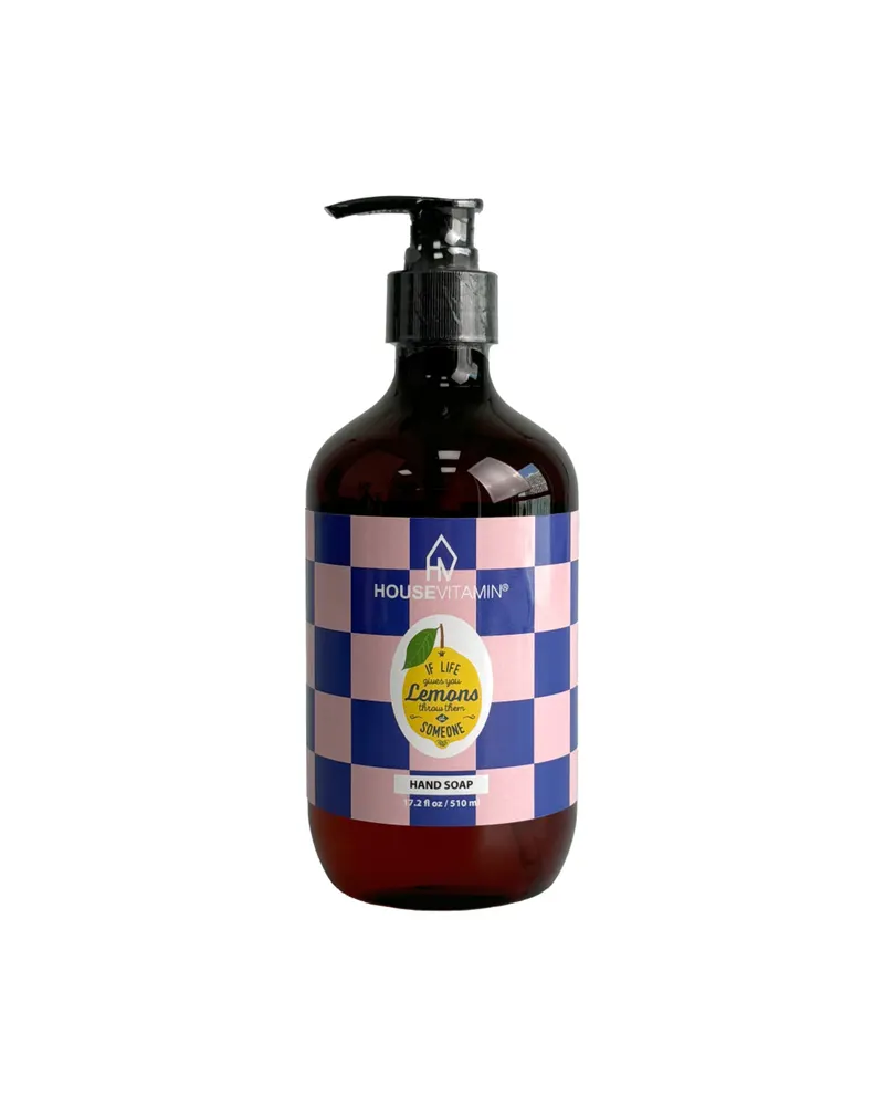 Vegane Handseife mit Pumpflasche und Zitrus-Kräuterduft, Braun und Schwarz