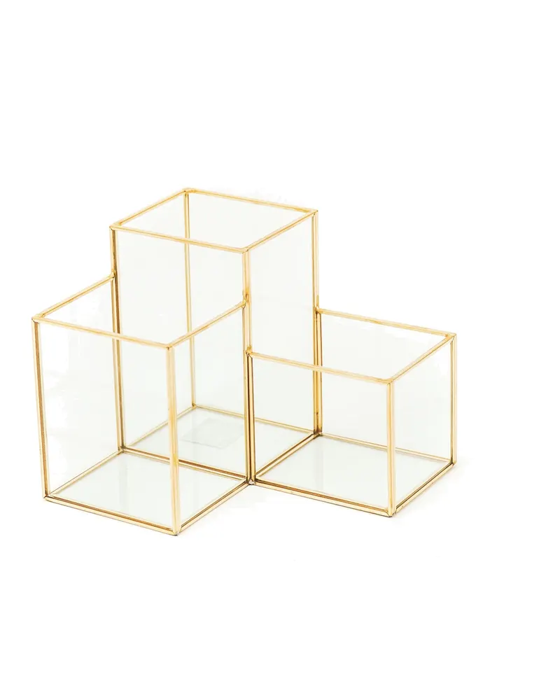 Metall-Organizer mit drei Boxen in Gold, Goldfarben
