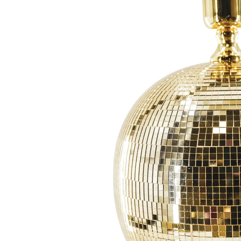 Disco-Tischlampe aus Glas mit Spiegelplättchen von Housevitamin in Gold, 20 × 20 × 20 cm, Ansicht 4