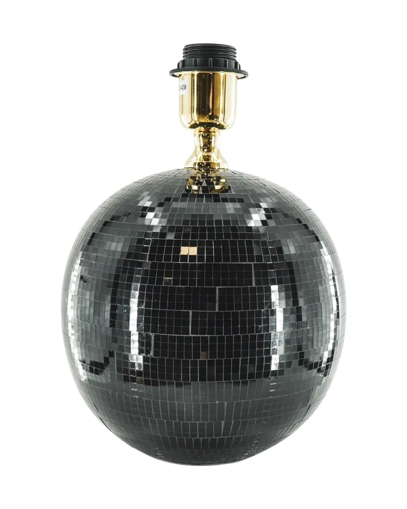 Disco-Tischlampe aus Glas mit Spiegelplättchen, Schwarz