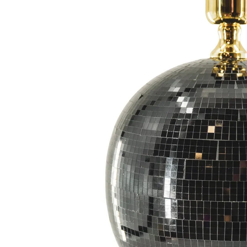 Disco-Tischlampe aus Glas mit Spiegelplättchen von Housevitamin in Schwarz, 20 × 20 × 20 cm, Ansicht 4